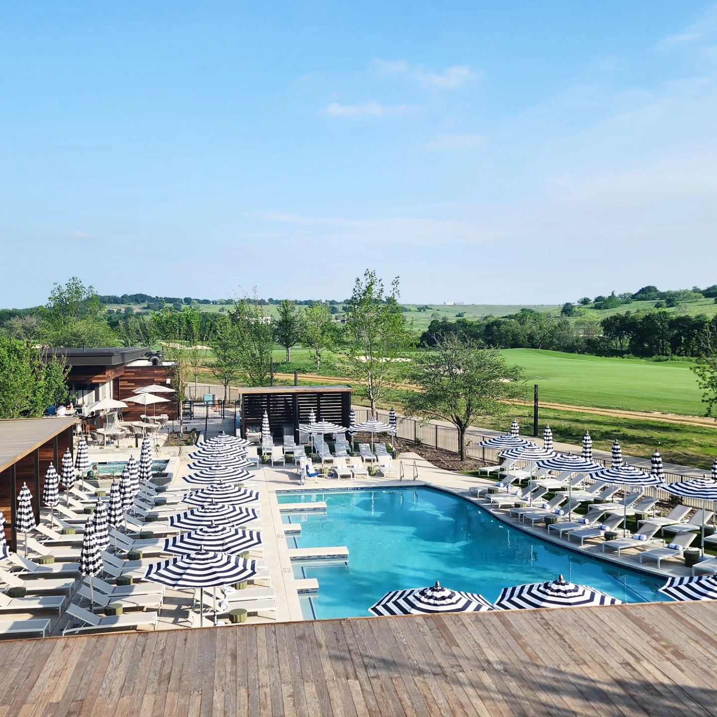 An outdoor pool on a sunny day.