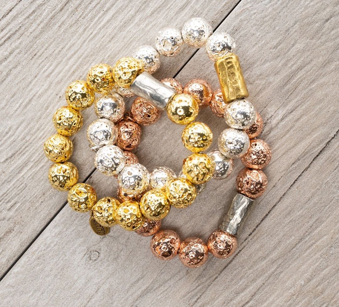 three bracelets on display